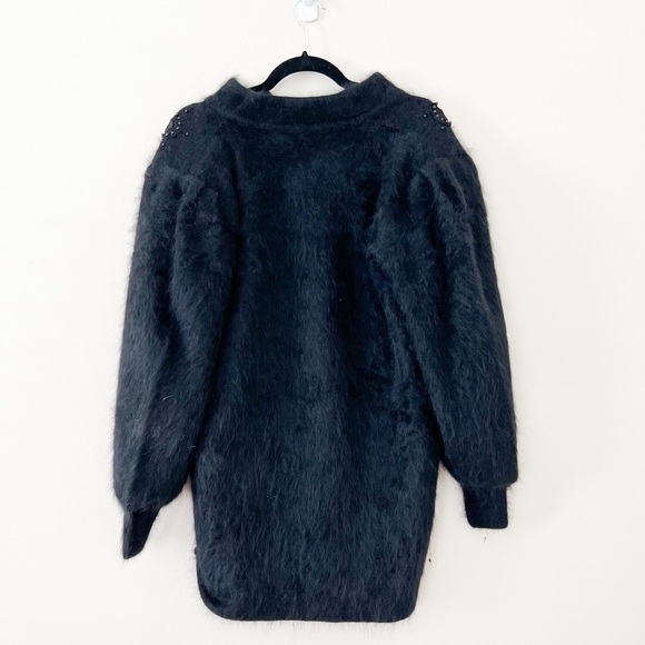 NWT VINTAGE RARE Fur Embellished h Black Winter Coat Medium - Picture 2 of 6